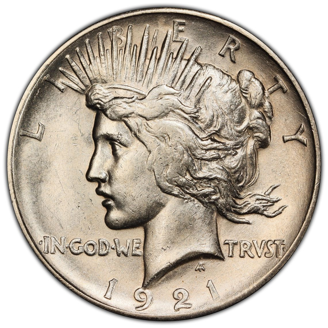 1921 P Peace Dollar PCGS AU-58 High Relief White!