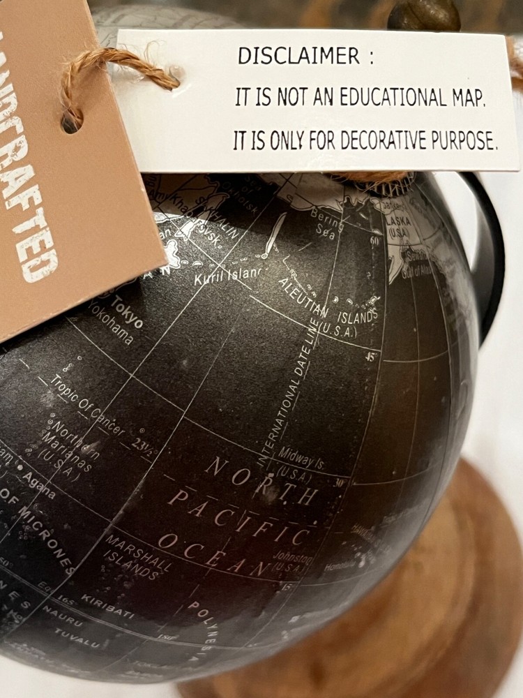 6" World Globe Black & Silver Decorative Desktop Small