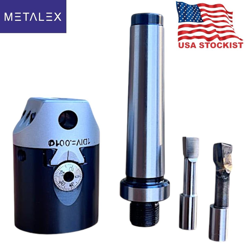 1.5" Precision Adjustable Boring Head Set With MT2 Shank & HSS Carbide Tool Bit