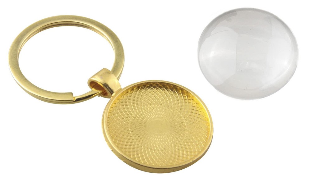 10 Set/20pcs Cabochon Keychain Split Key Ring Base Setting Trays with Glass D...