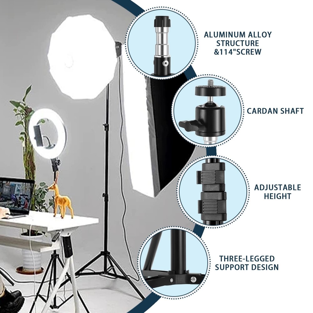 Photography Tripod Stand 2 Pack Adjustable 2.5-7ft | For Camera, Light, Softbox