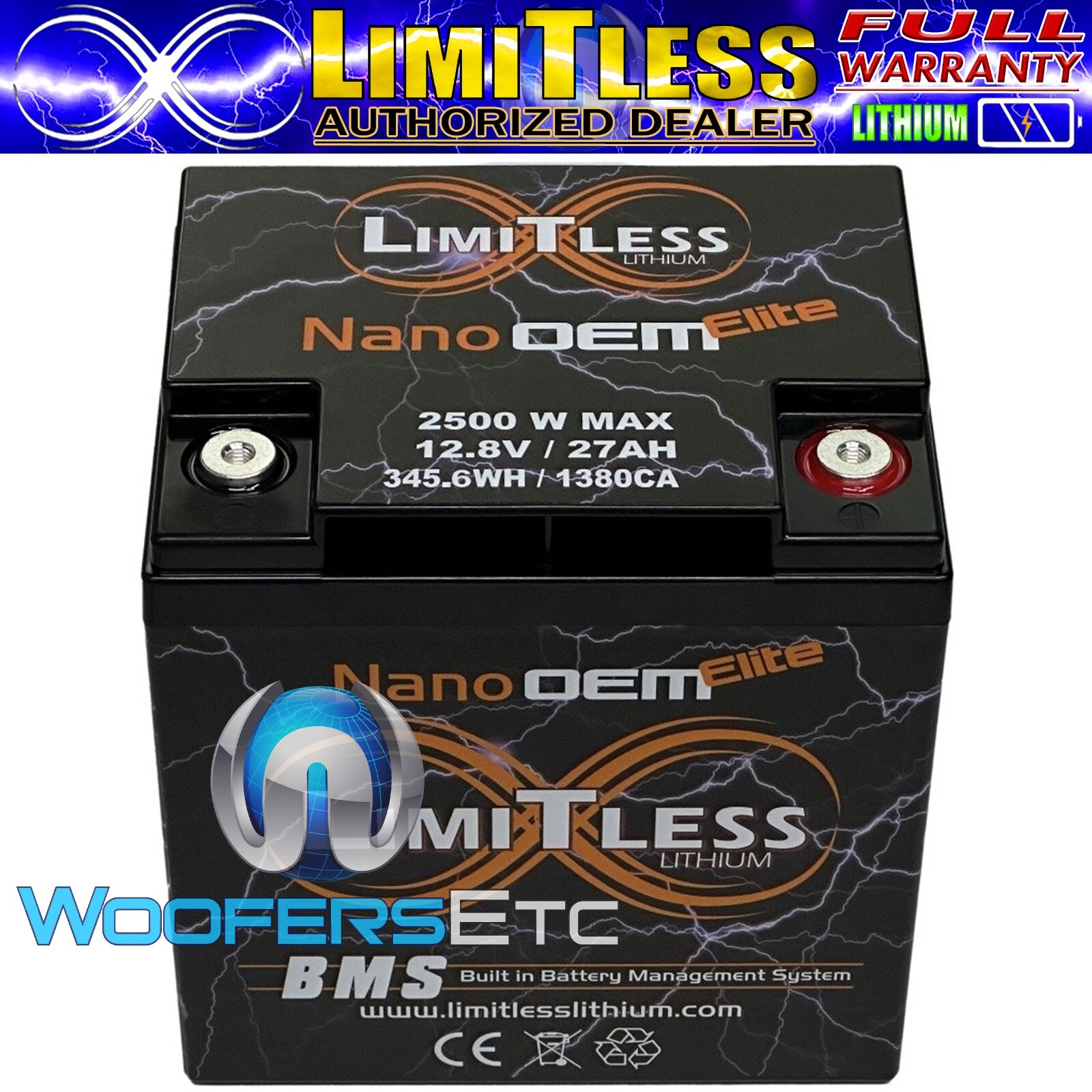 LIMITLESS LITHIUM NANO OEM ELITE 2500W MOTORCYCLE POWER SPORTS 27AH BATTERY NEW