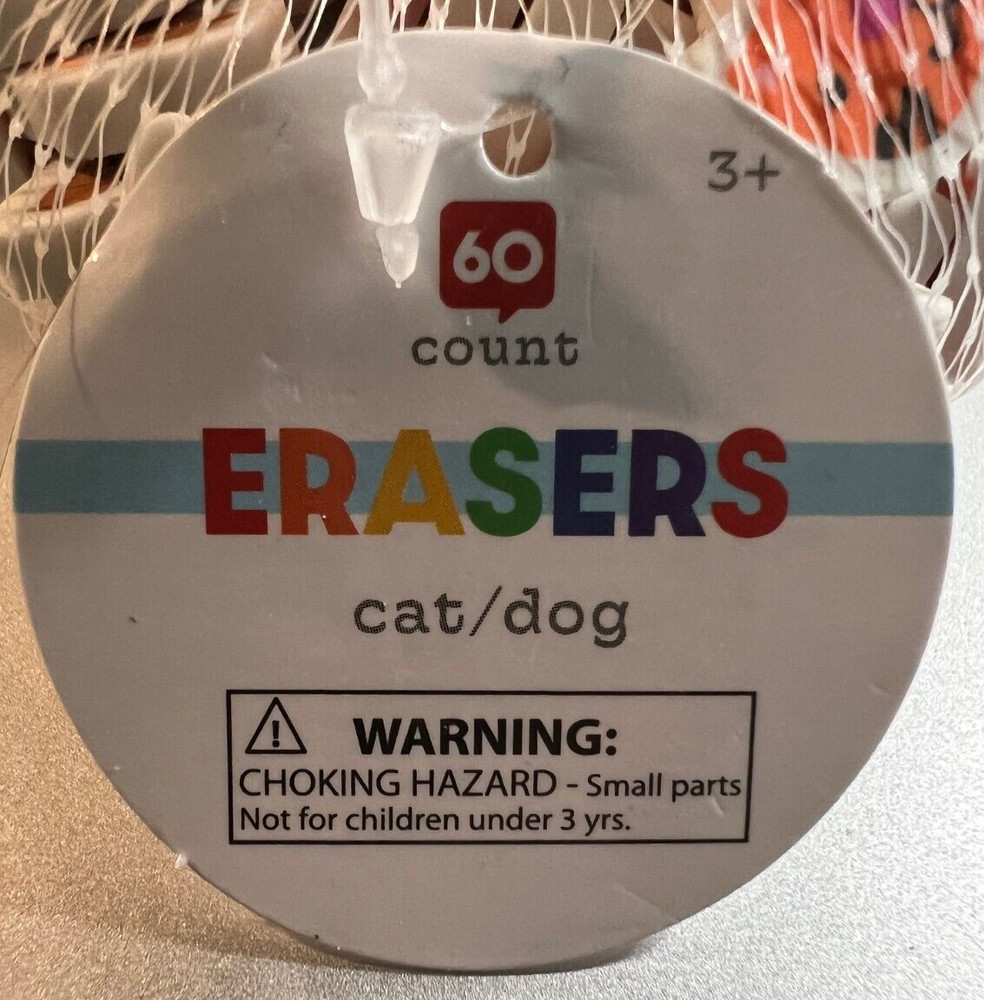 60 Count - Cat/Dog - Mini Erasers