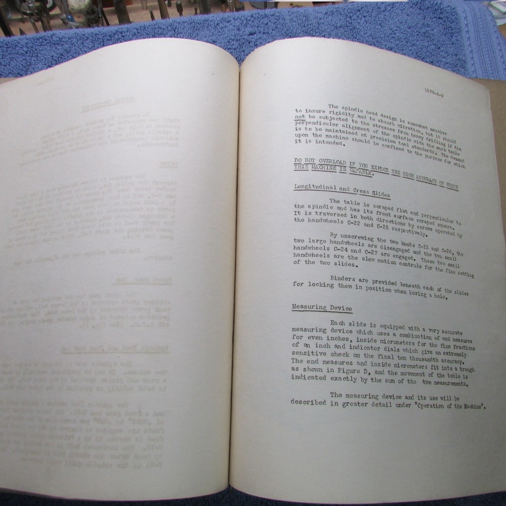 Pratt & Whitney No. 2 Jig Borer Operator's Book