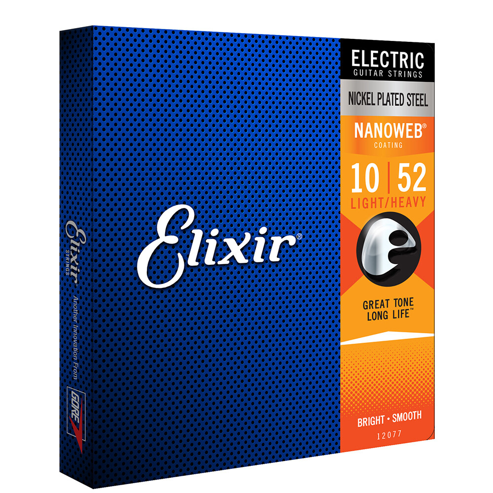 Elixir Light Top/Heavy Bottom Nanoweb Electric Guitar Strings 12077 1 Set Pack