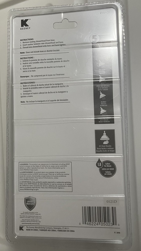 Stylewise Keeney 5 Function Handheld Showerhead Chrome Finish - Handshower NEW