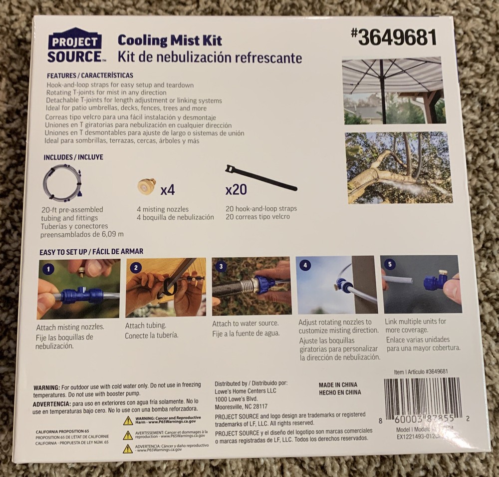 Project Source Cooling Mist Kit Quick Attach Simple Hose Setup NEW #3649681