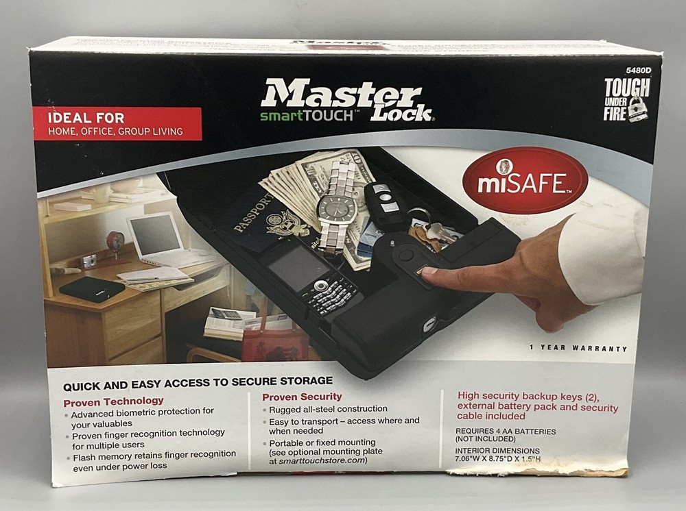 MASTER LOCK Biometric (fingerprint) Small Safe w/Cable & 2 Override Keys
