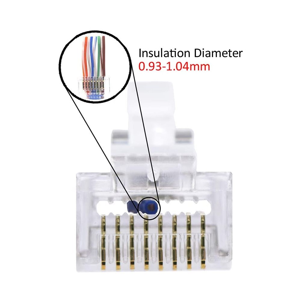 100pcs RJ45 Pass Through Modular Plug Network Cable Connector End 8P8C CAT6 CAT5