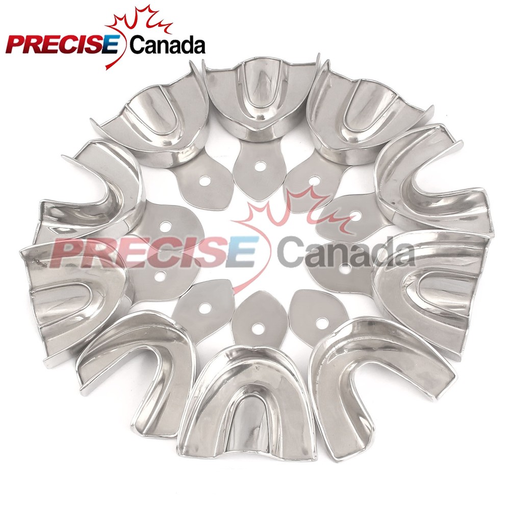 PRECISE CANADA 10 Dental Impression Tray set Solid Denture Instruments