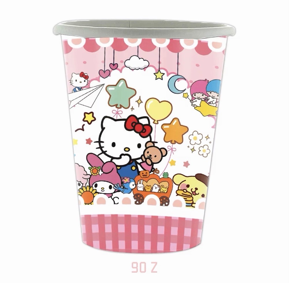 🎀✨ Hello Kitty Party Tableware Set with Glitter Cake Topper – Serves 10 ✨🎀