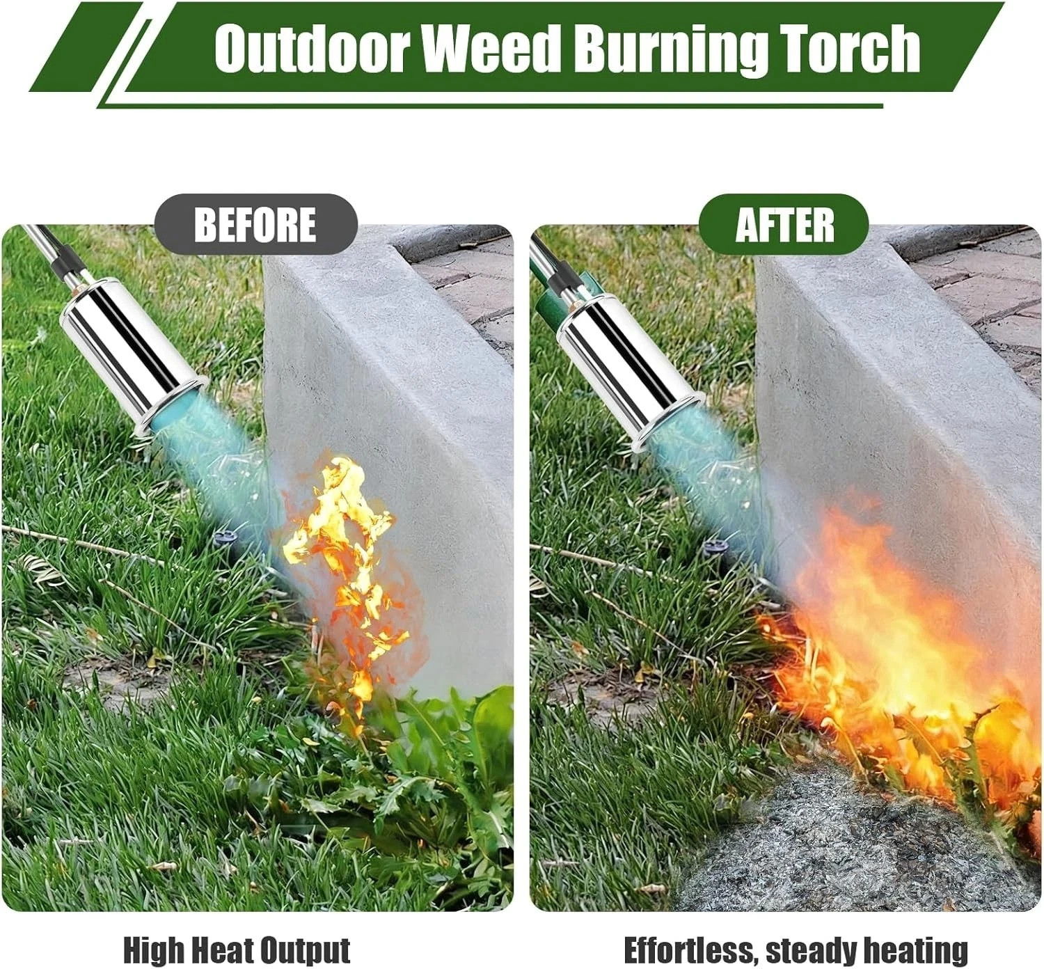 Propane Torch Weed Burner, Adjustable flame thrower with Detachable Handle, B...