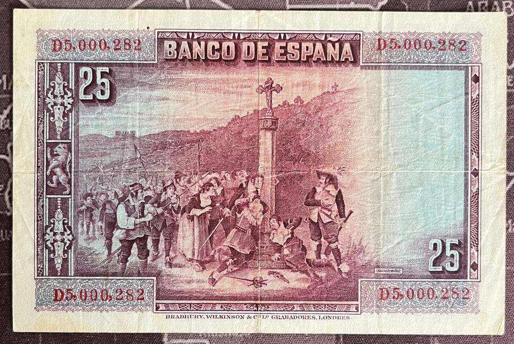 SPAIN 1928 25 PESETA NOTE