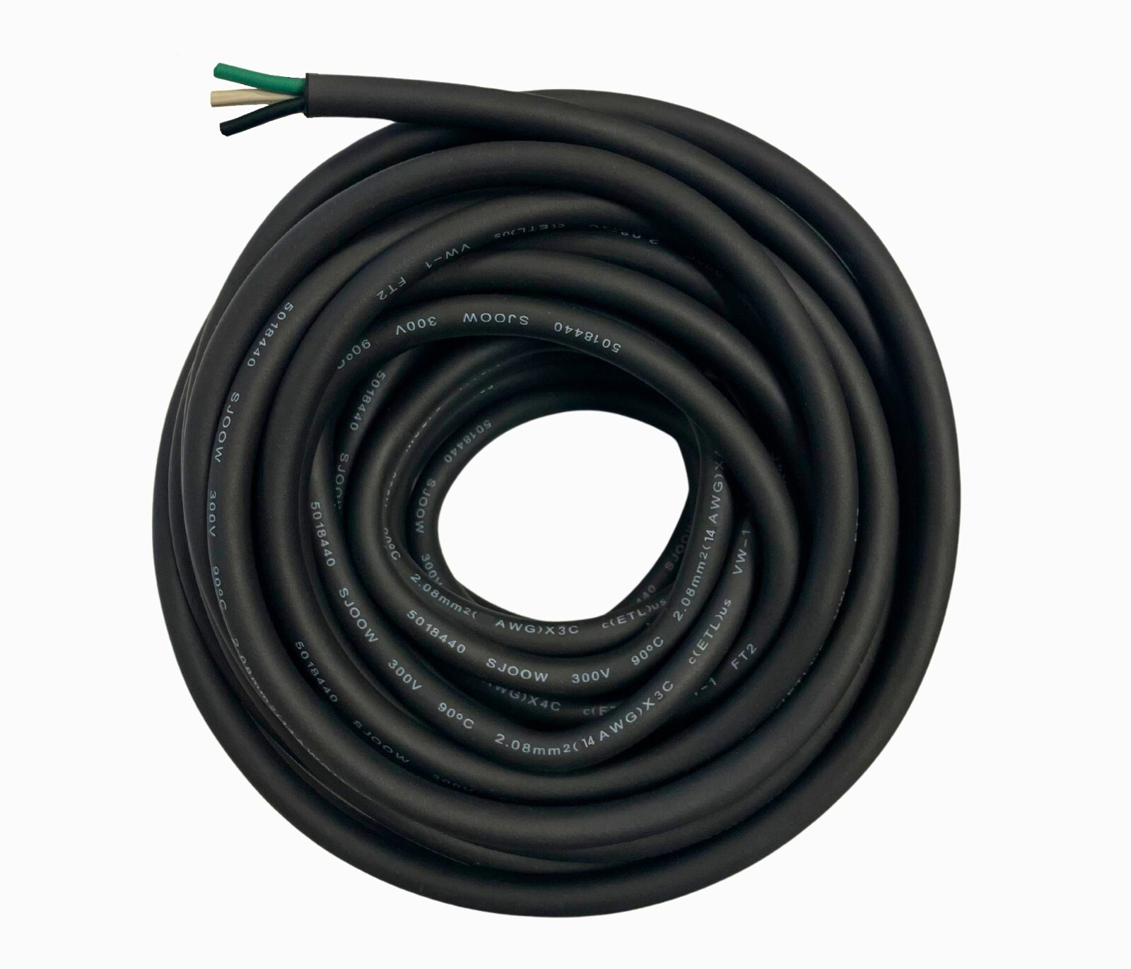 WindyNation 14/3 14 AWG 3 Conductor SJOOW Cable Cord Wire 300V Portable Power