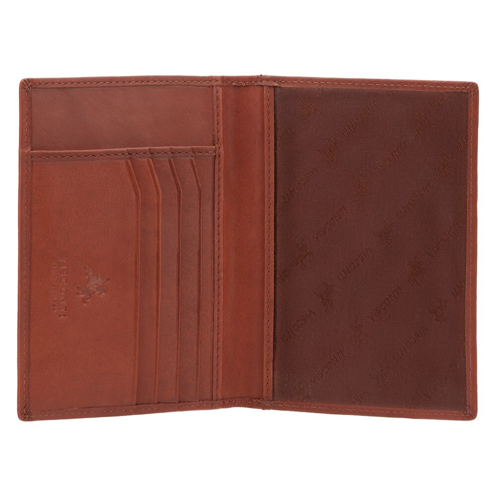 VISCONTI Polo Collection Leather Passport Holder, RFID Blocking (Brown)