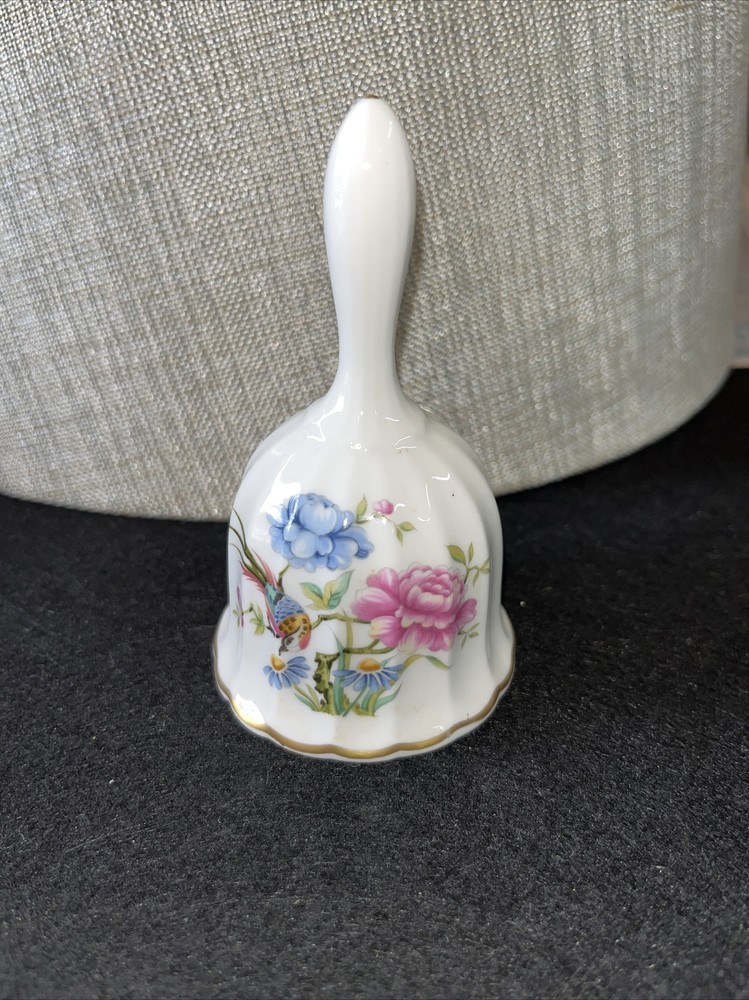 Spode mini ceramic bell bird and flowers
