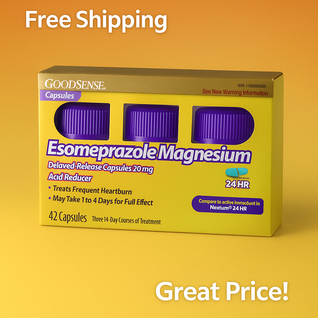 GoodSense Esomeprazole Magnesium 20mg, 42 Capsules - Acid Reducer for Heartburn