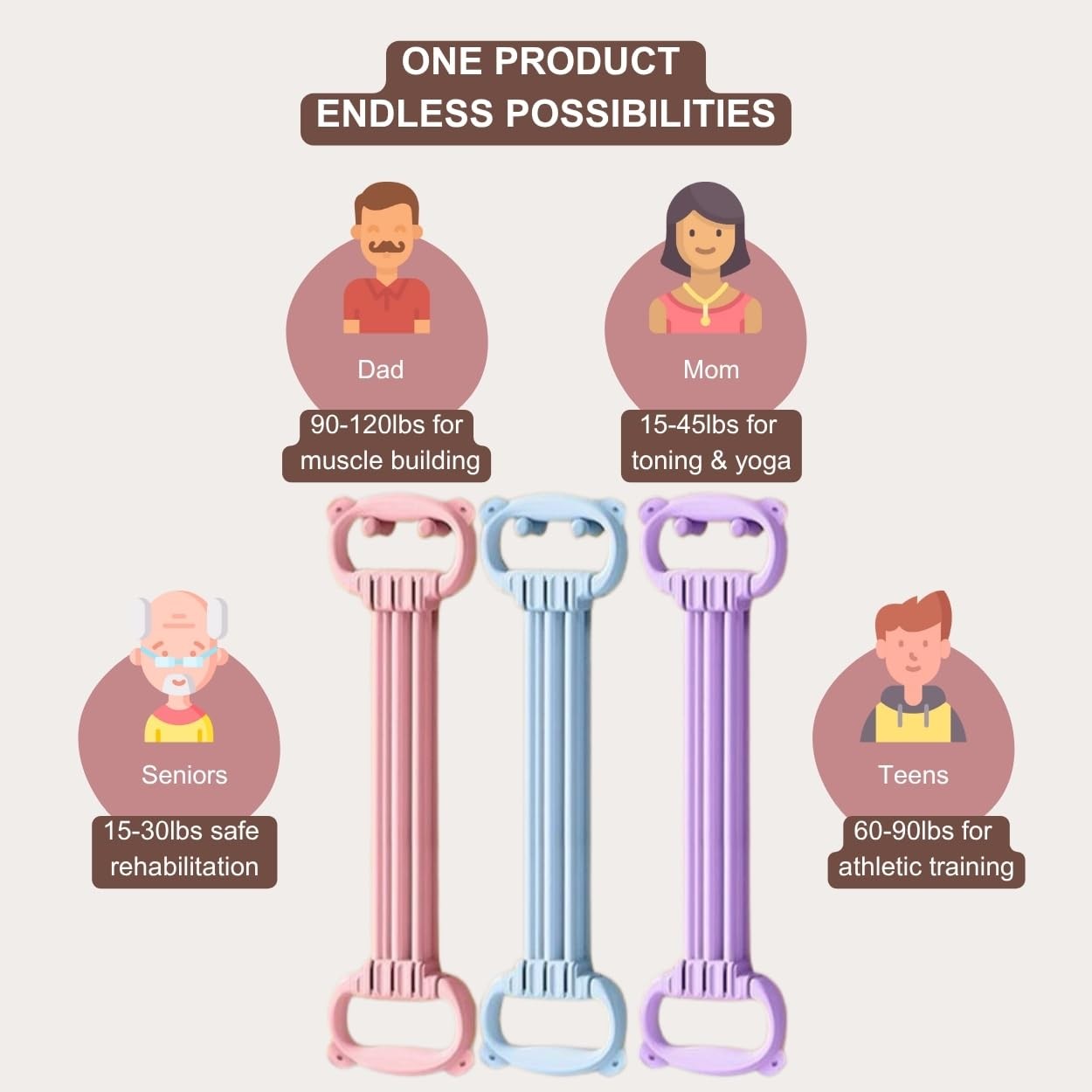 Resistance Bands with Handles - 8 Tube Adjustable Figure 8 Exercise Bands Set...