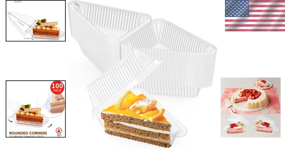 Triangular Cake Slice Containers - 200 Pack, Food Grade, Perfect for Bakeries