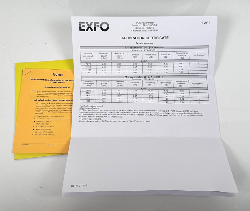 EXFO PPM-350D-DR-EA Optical Power Meter