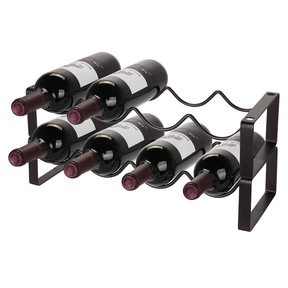 Carperipher Stackable Wine Rack Countertop, 8 Bottles 2 Tier Wine Cabinet Cou...