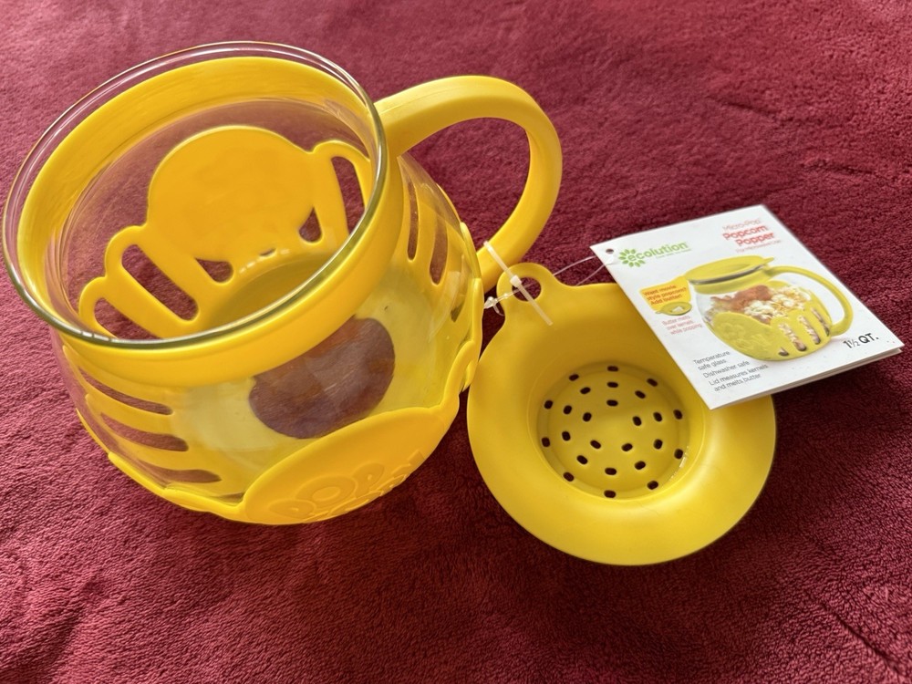 Ecolution Patented Micro-Pop Microwave Popcorn 1.5-Quart Snack Size, Yellow NEW