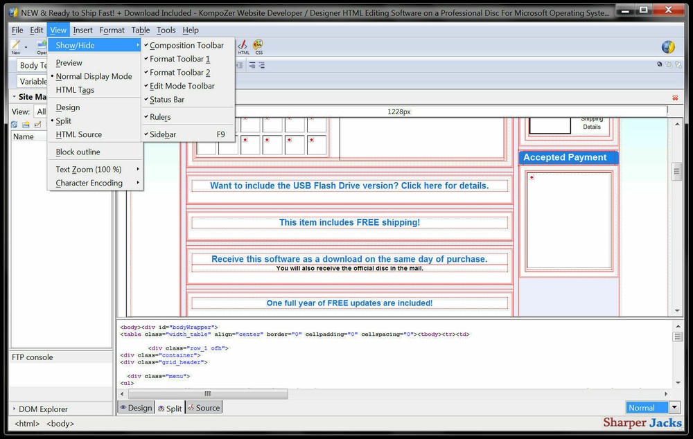 NEW & Fast Ship! KompoZer Website Developer / Designer HTML Editing Software Mac