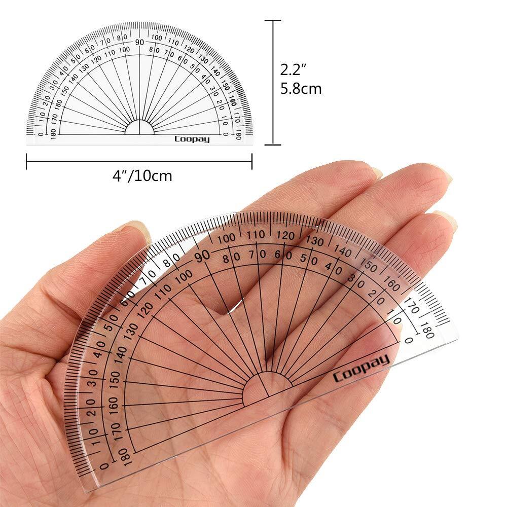 24 Pack Plastic Protractors Clear Protractor Student Math Protractor Set 180 ...