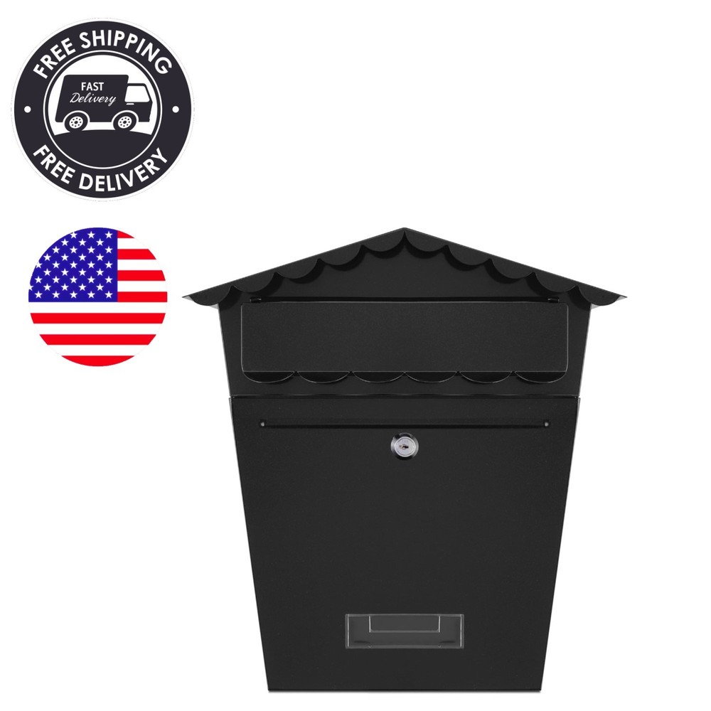 Weather Resistant Wall Mount Locking Mailbox - Secure Key & Lock, 13x14x5 IN