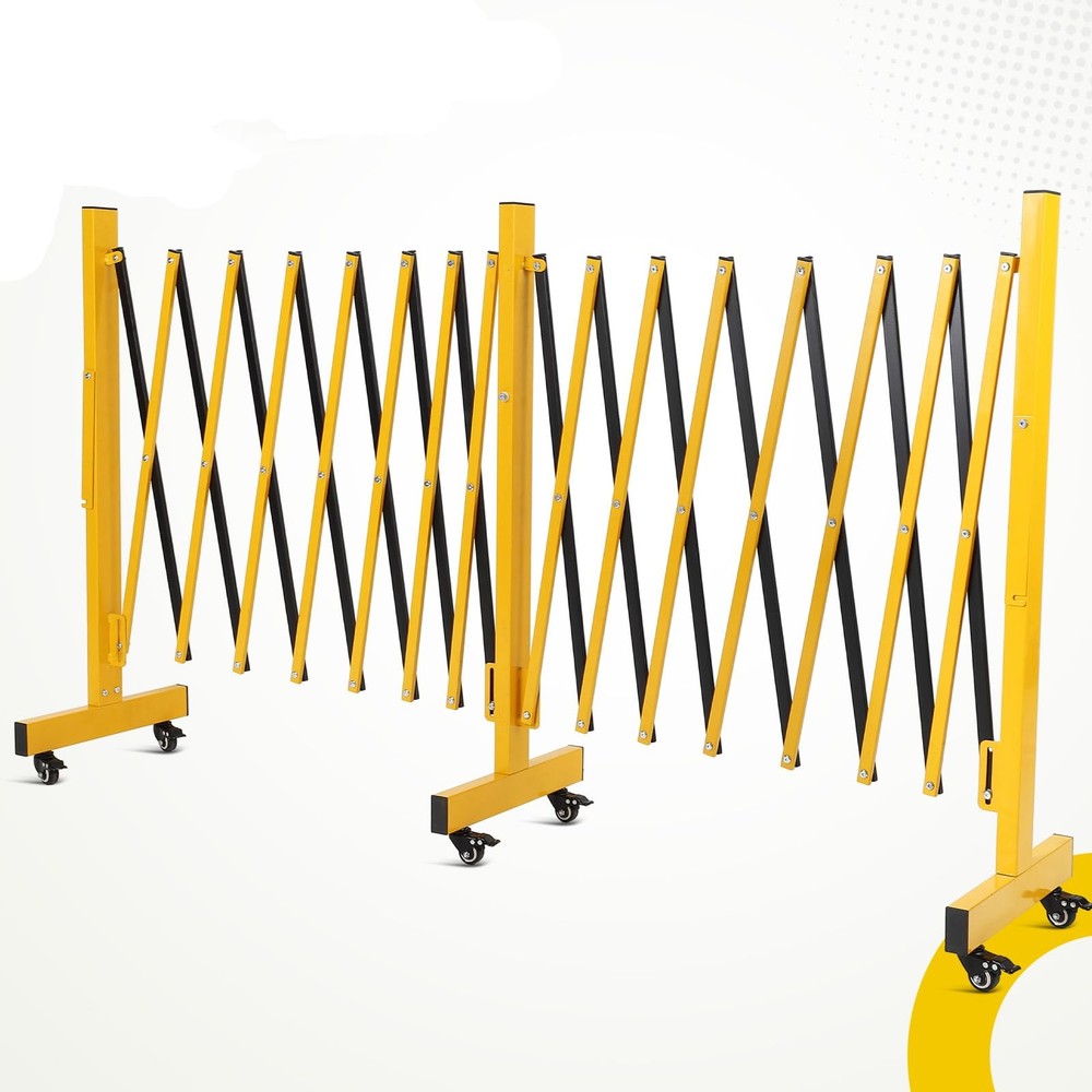 8FT Traffic Barricade with Casters, Expandable Barricade, Folding Security Gate