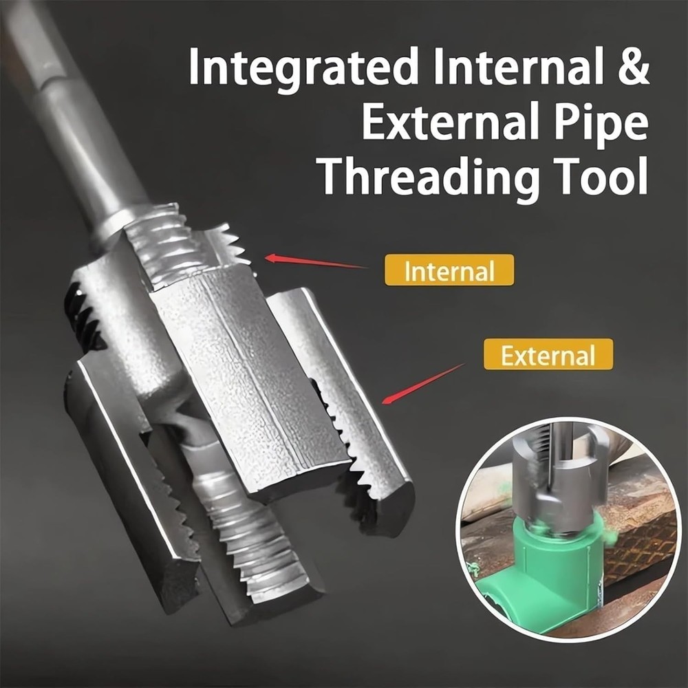 2Pcs 1/2''&3/4'' Water Pipe Integrated Internal & External Pipe Threading Tool~~