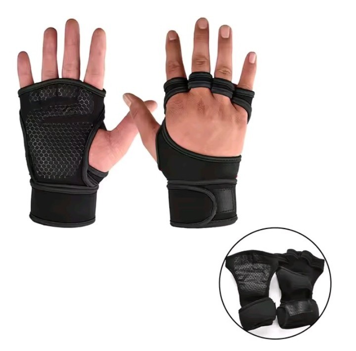 Weight lifting grips with wrist strap