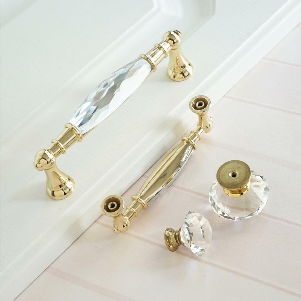 3.75" 5"Gold Crystal Dresser Knobs Drawer Handle Pulls Cupboard Cabinet Handle