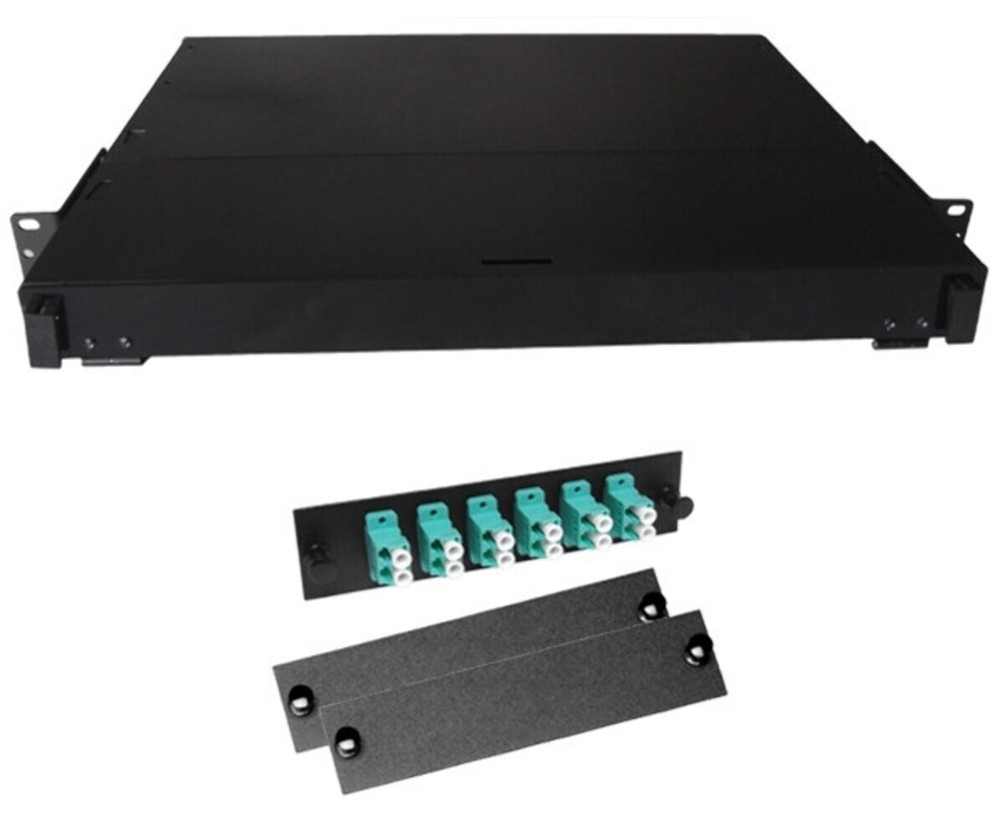 Fiber Rackmount Panel Front Panel Covered 12 LC OM3 MM 10 Gigabit