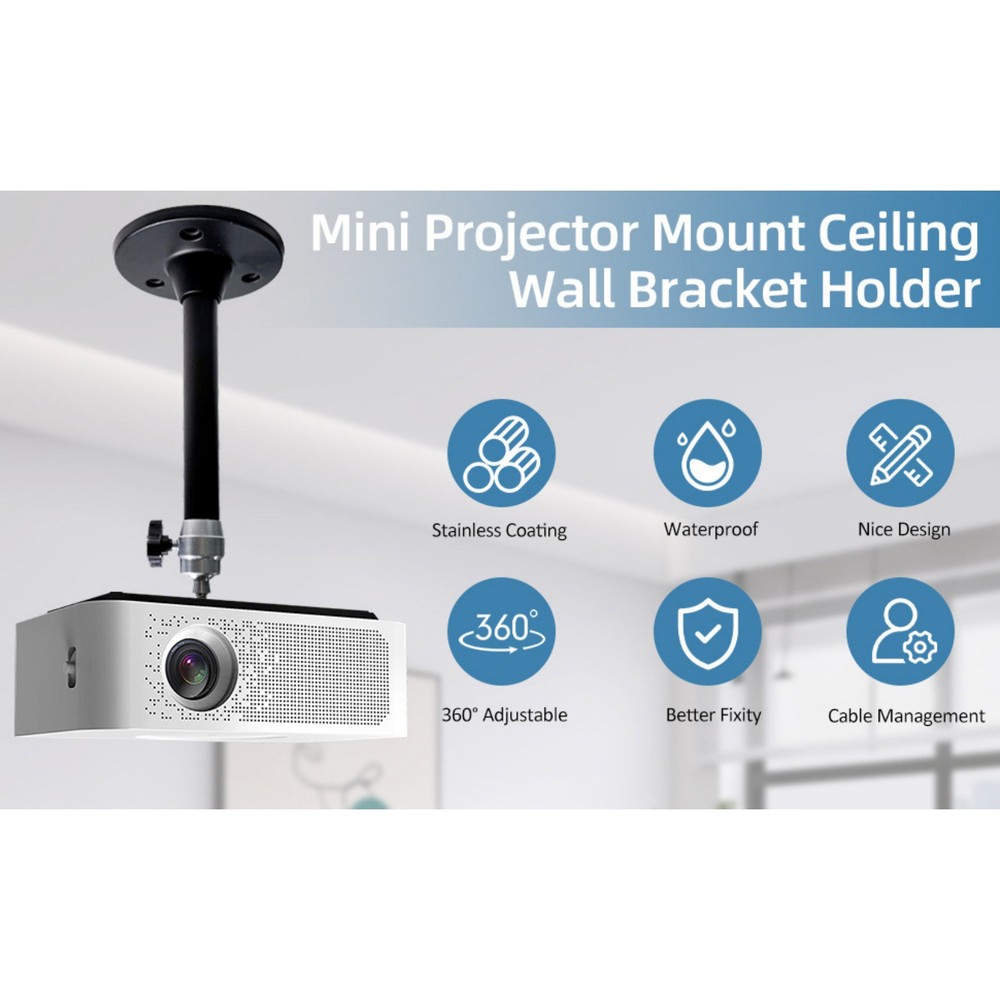 Mini Projector Ceiling Mount with 3 Screw Adapters and Knob for Angle Adjust