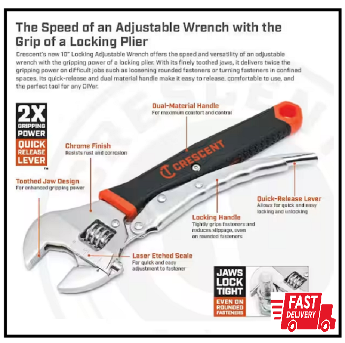 10 in. Crescent Locking Adjustable Wrench