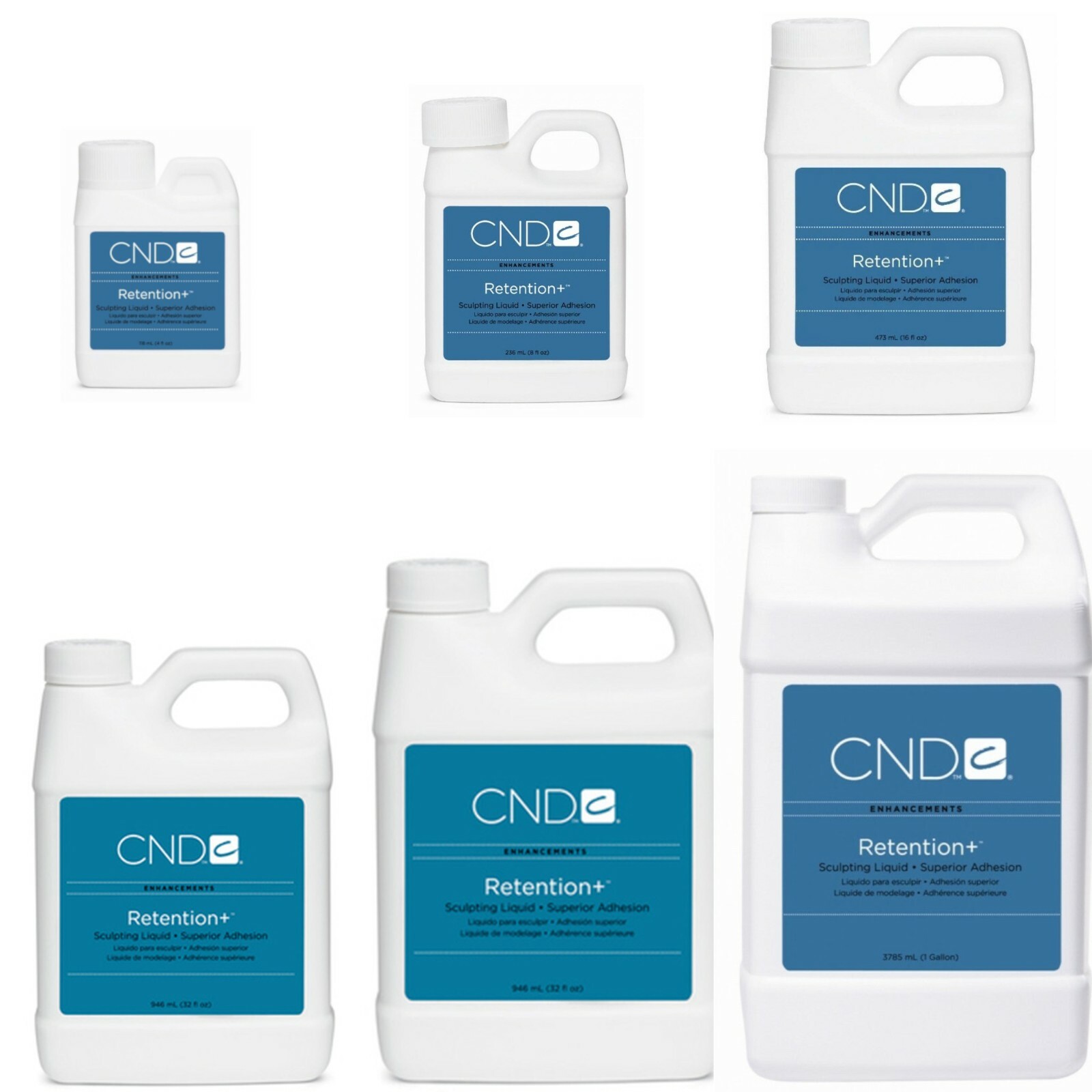 CND Liquid Retention False Nails: 4 oz, 8 oz, 16 oz, 32 oz, 64 oz, or 128 oz.