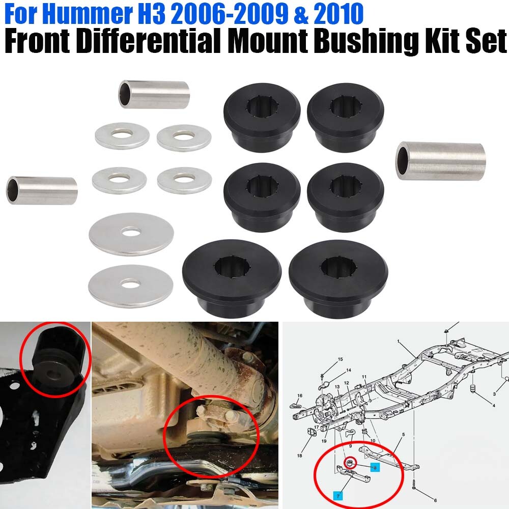 Polyurethane Front Differential Mount Bushing Set For Hummer H3 H3T 06-2009 2010