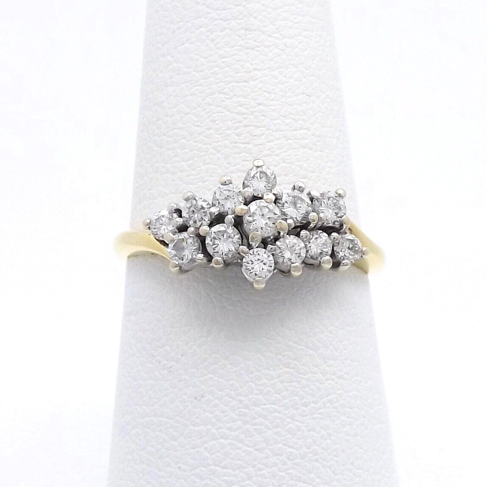 Solid 18k Gold Diamond Waterfall Bypass Wedding Anniversary Band Ring Setting