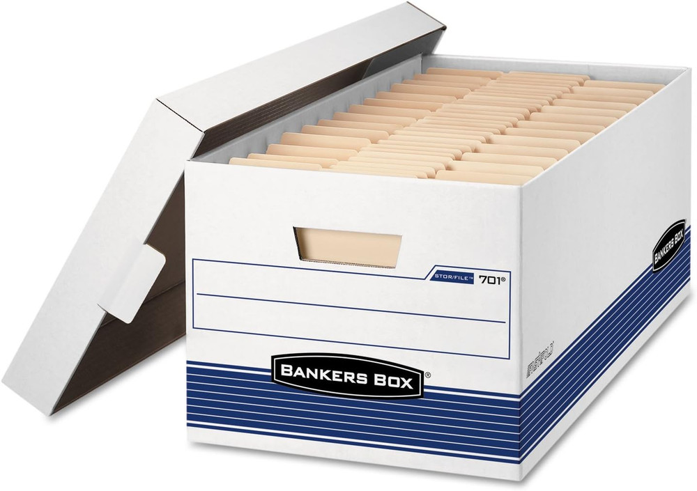 12-Pack Medium Duty File Storage Boxes with Quick Assembly Lids