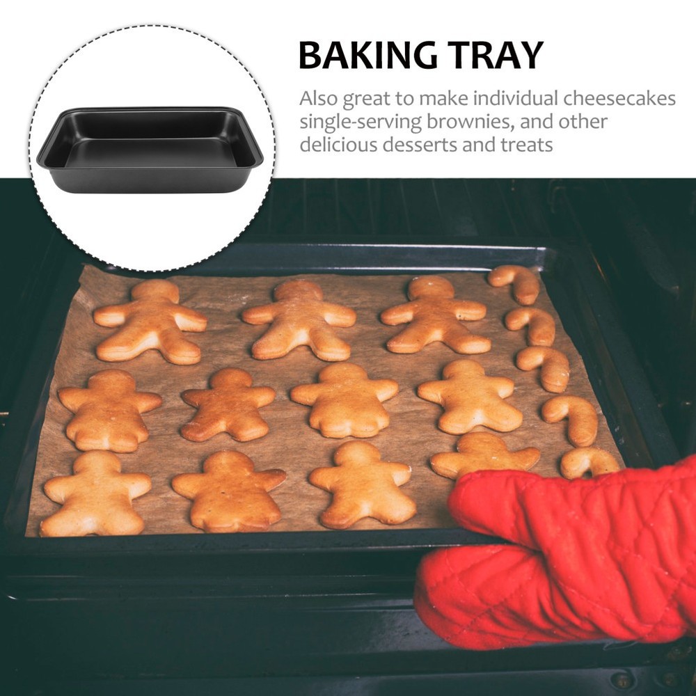 1Pc Baking Plate Bakeware BBQ Pan Practical Kitchen Food Container (Black)