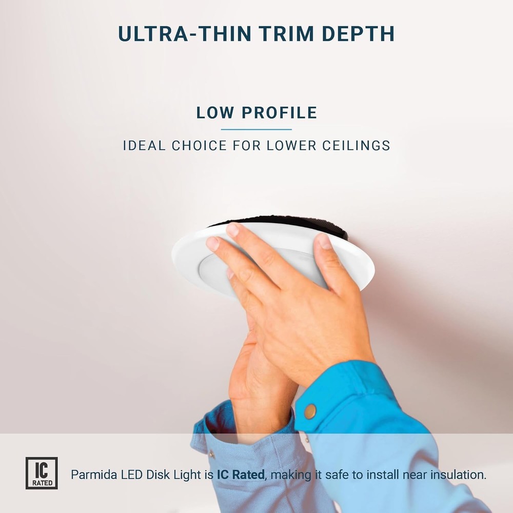 Stylish 4 Pack 15W Dimmable LED Disk Lights - Water Resistant & Easy Install