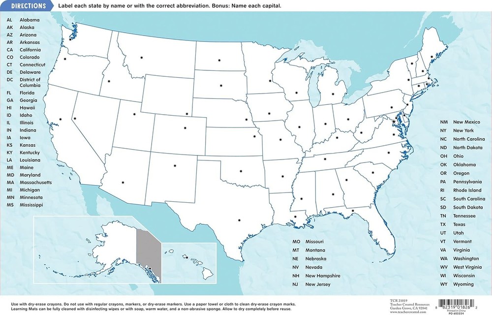 of America Map Learning Mat