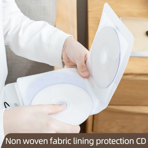 CD Case, 1Capacity CD/DVD Case Holders Wallet Hard Plastic 2 Translucent White