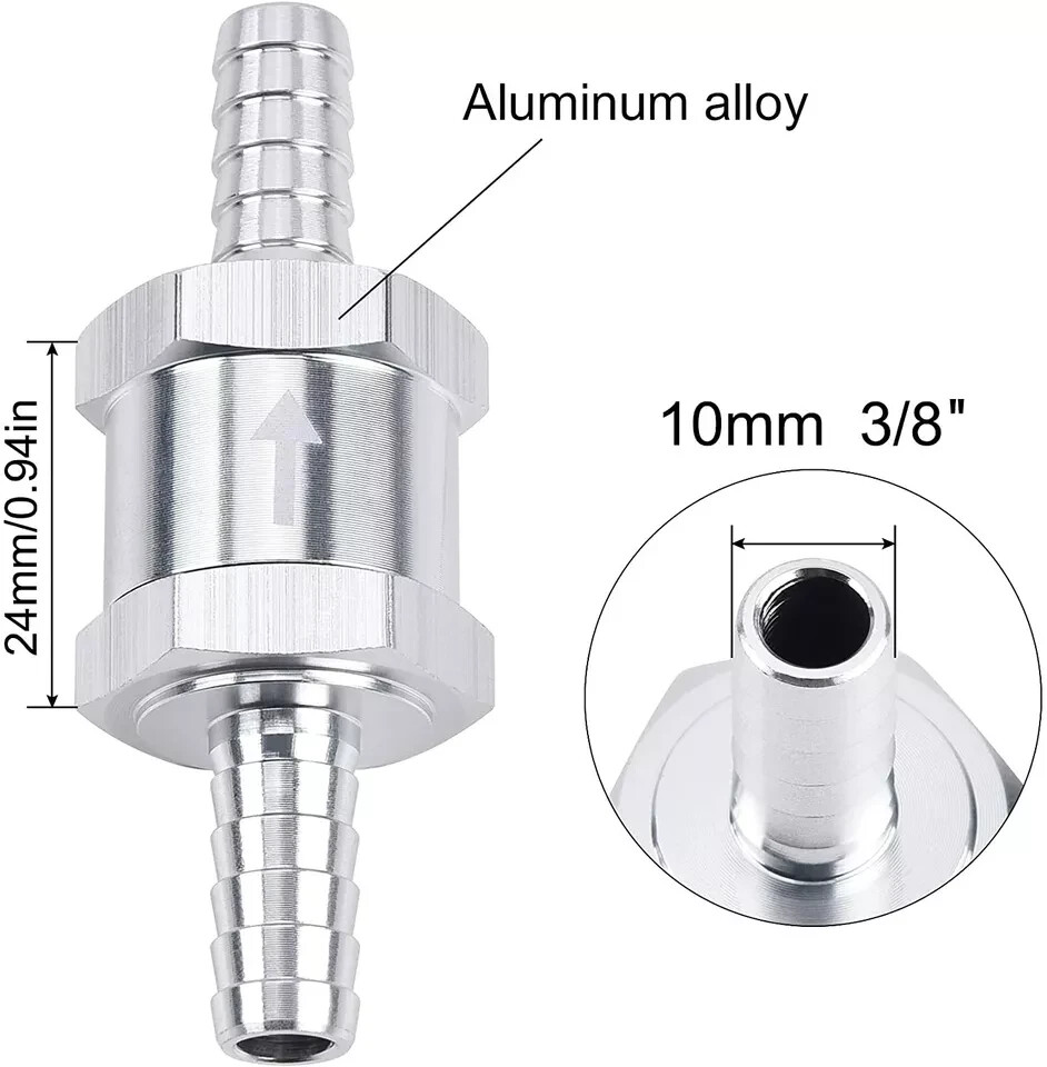 2x 10mm 3/8" Fuel Line Non-Return One Way Air Fuel Oil Check Valve Diesel Gas