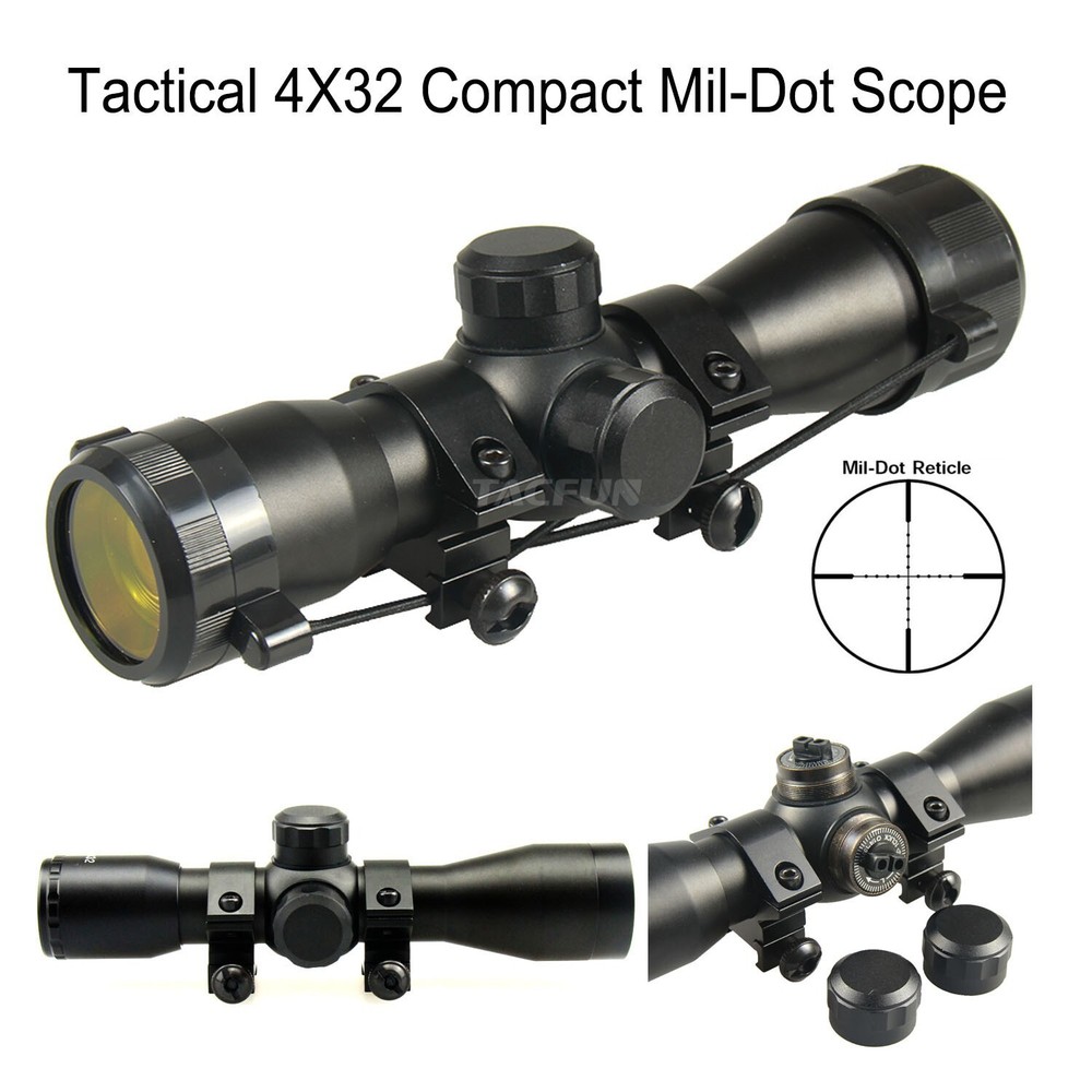 Tactical 4X32 Compact .223 .308 Scope /w Rings