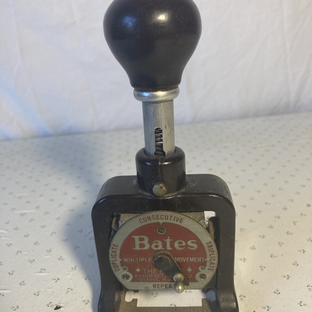 Vintage Bates Numbering Machine 6 Wheels Style E
