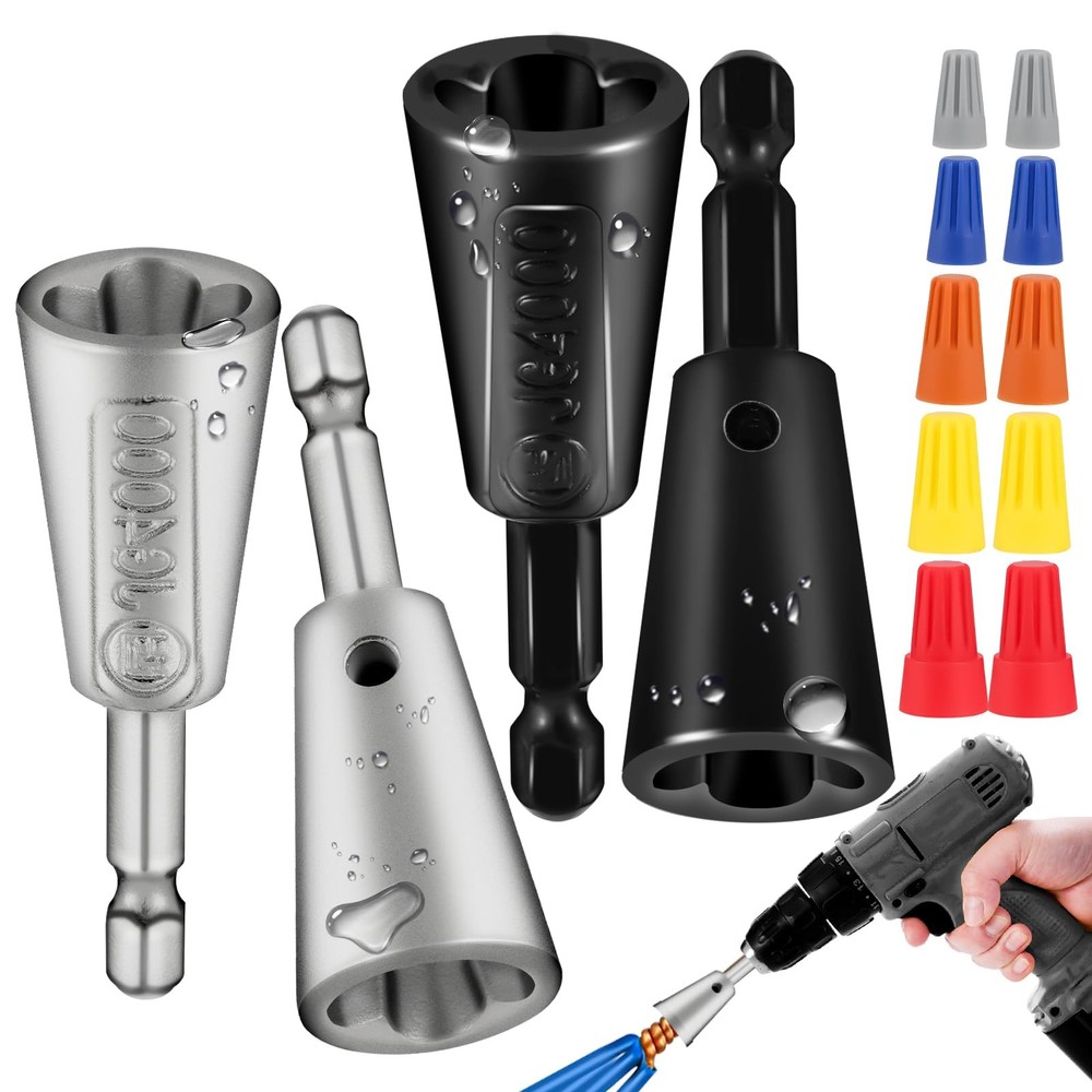 4 Pcs Multifunctional Wire Twister Tool for Drill, Standard, White、black