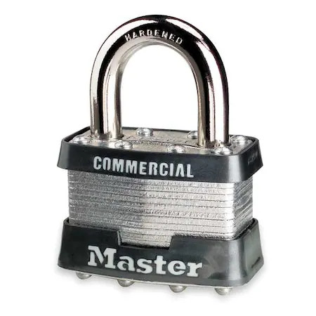 Master Lock 21 Padlock, Keyed Different, Standard Shackle, Rectangular Steel