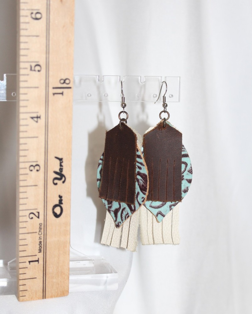 Nwt Handmade Leather Suede Dangle Earrings